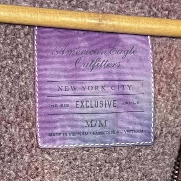 Tie Dyed Upcycled AEO New York Manhattan Purple Long Sleeve Full Zip Hoodie Sz M - Picture 11 of 12